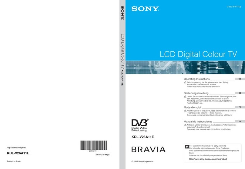 Sony BRAVIA KDL-V26A11E User manual