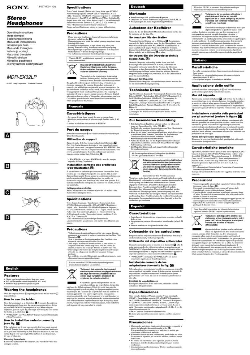 Sony EX MDR-EX32LP/L operating instructions