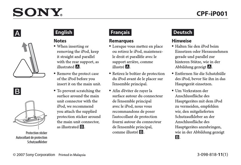 Sony CPF-iP001 - Cradle Audio System Quick start guide