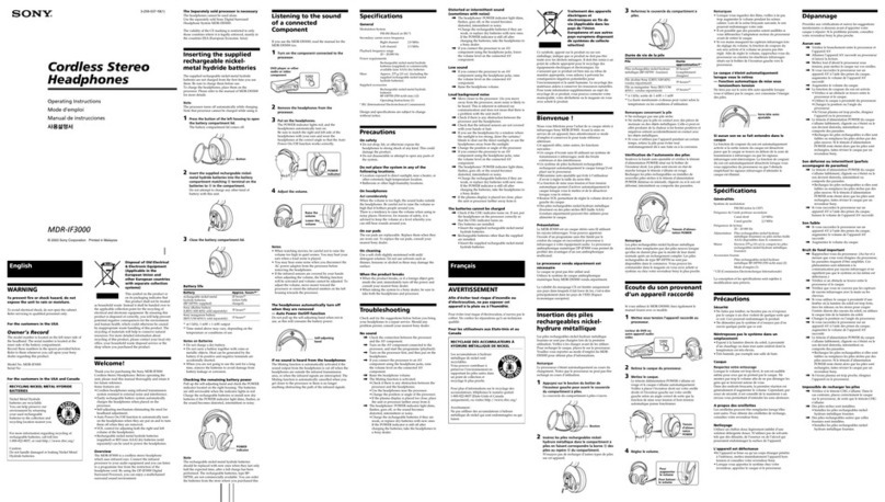 Sony MDR-IF3000 operating instructions
