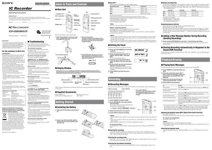 Sony ICD-U70 User manual