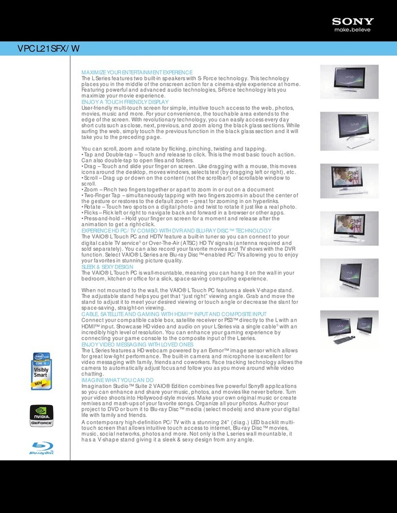 Sony VPCL21SFX/W User manual