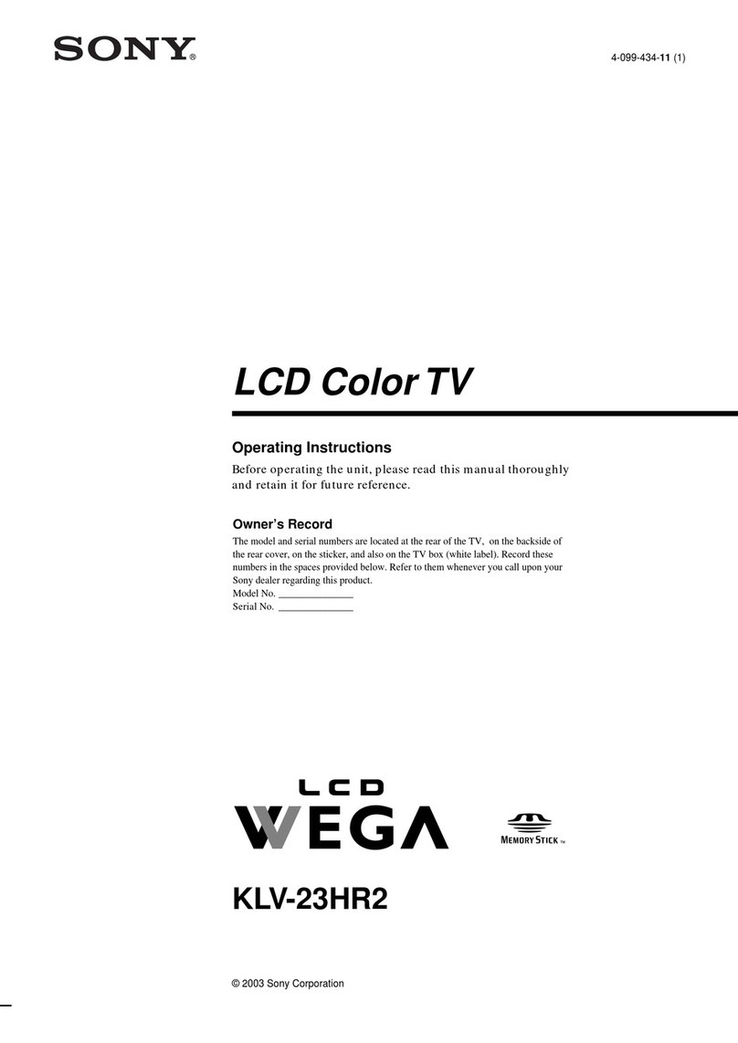Sony WEGA KLV 23HR2 operating instructions