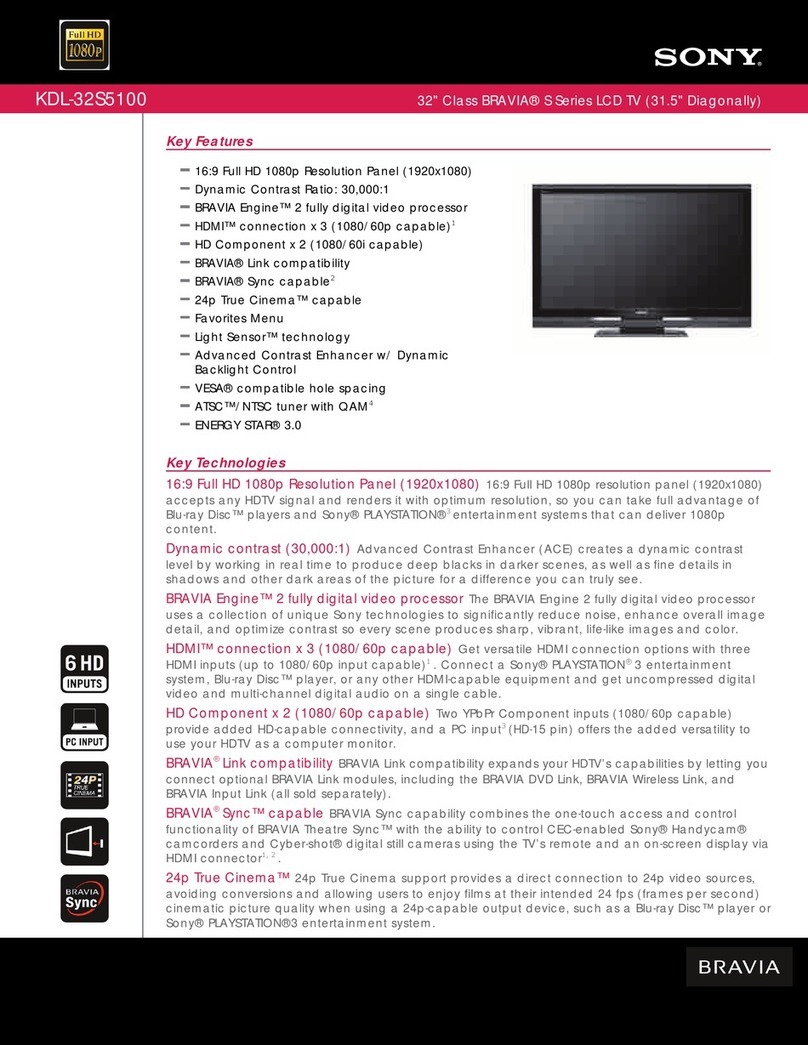 Sony BRAVIA KDL-32S5100 User manual