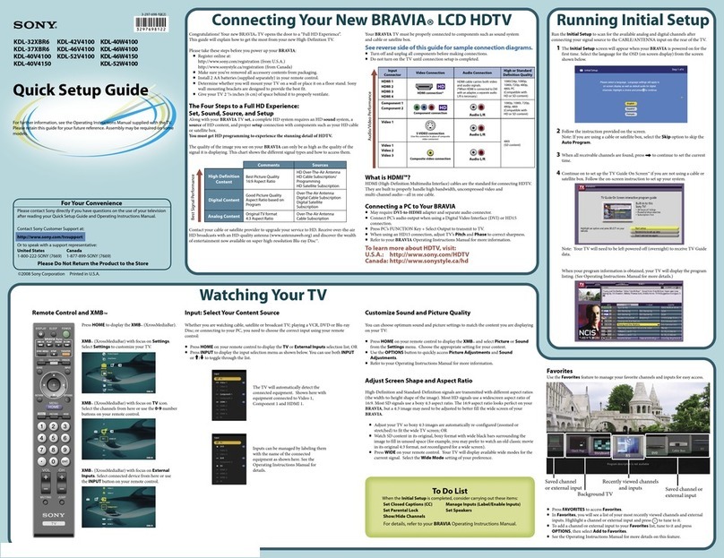 Sony BRAVIA KDL-40W4100 User manual