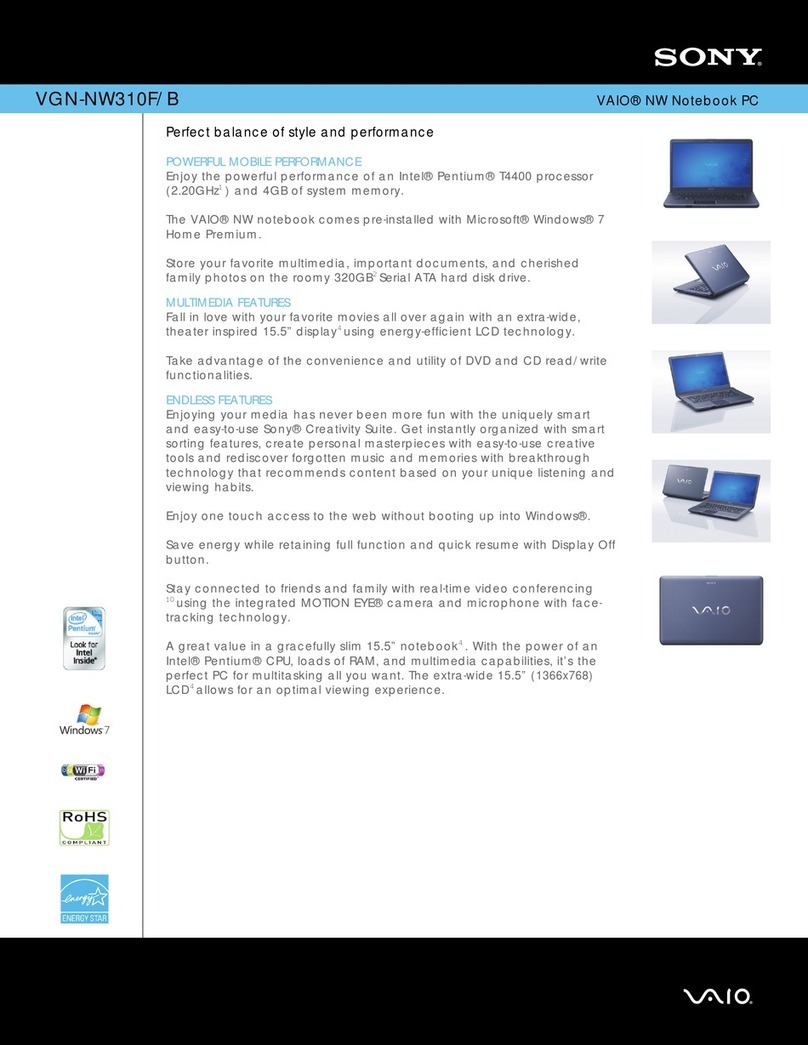 Sony VAIO NW VGN-NW310F User manual