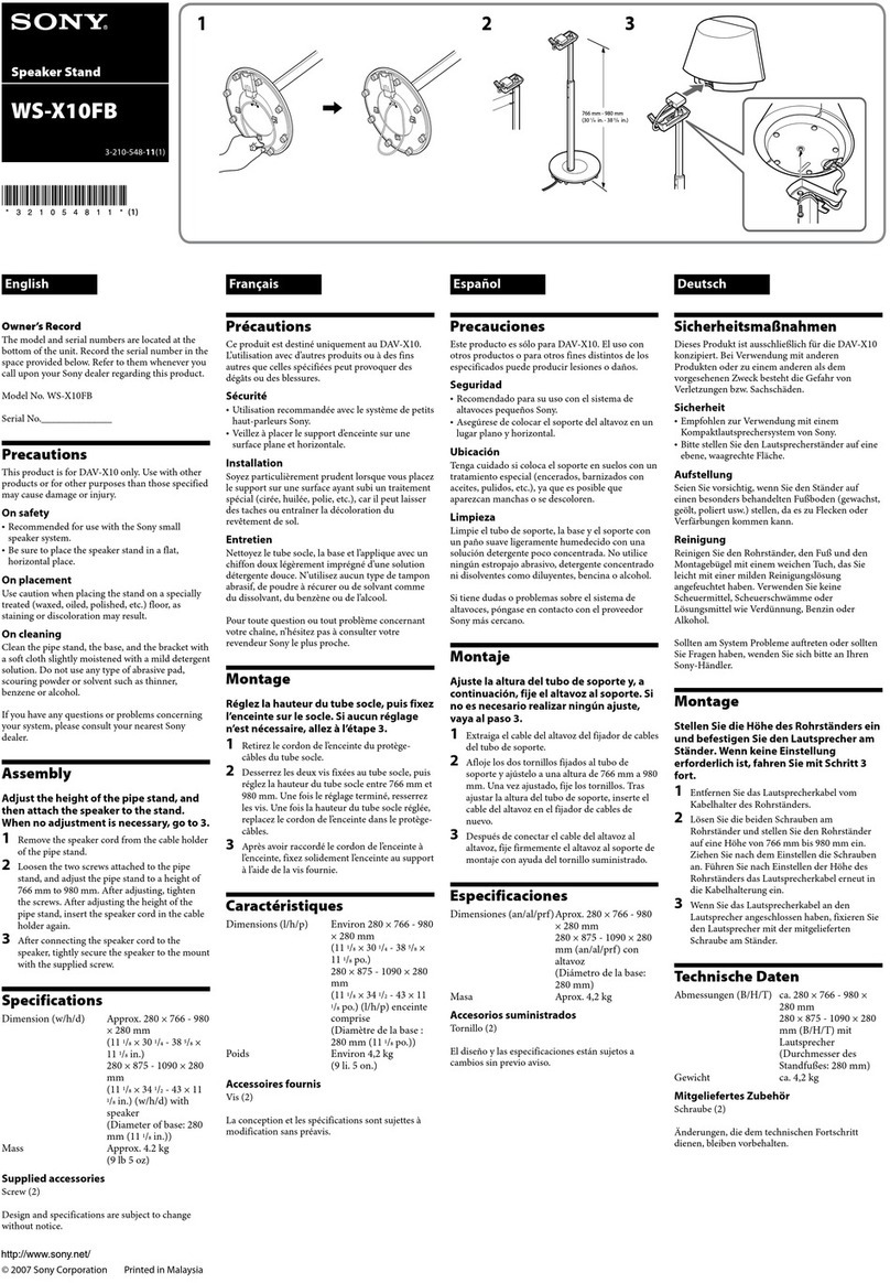 Sony WS-X10FB User manual Sony WS-X10FB User manual