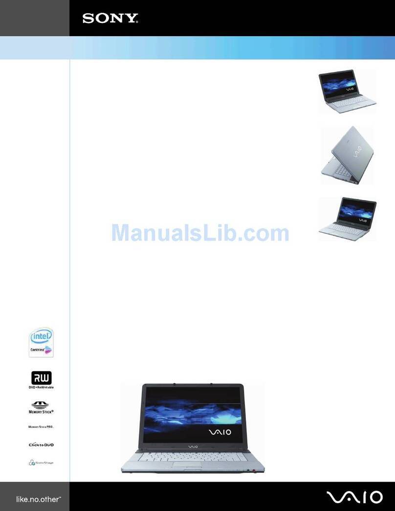 Sony VGNFS950 - VAIO - Celeron M 1.7 GHz Specification sheet