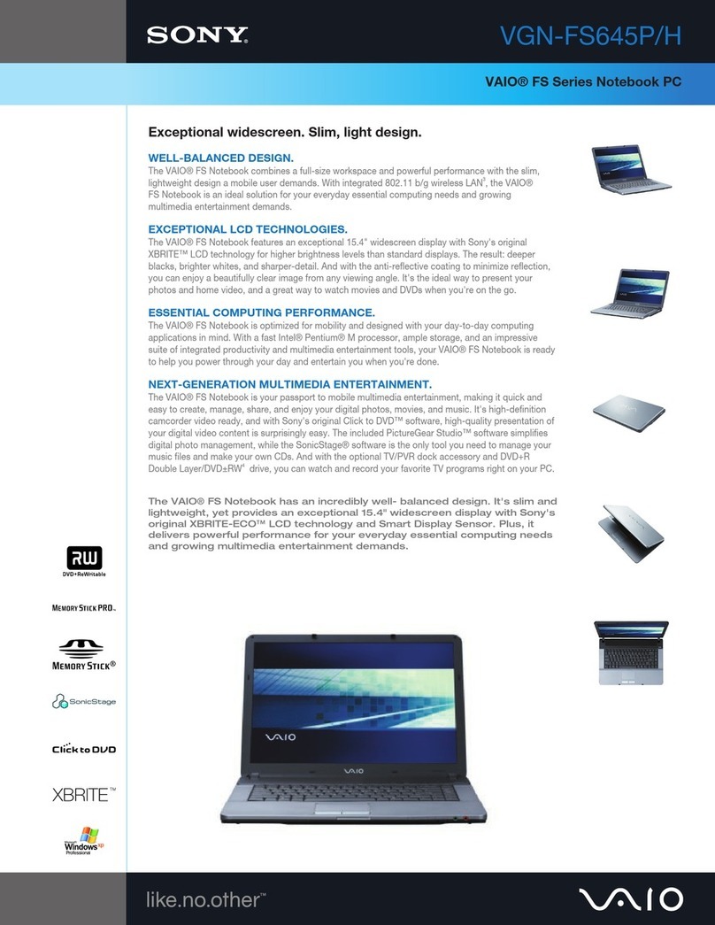 Sony VGN-FS645P/H Specification sheet