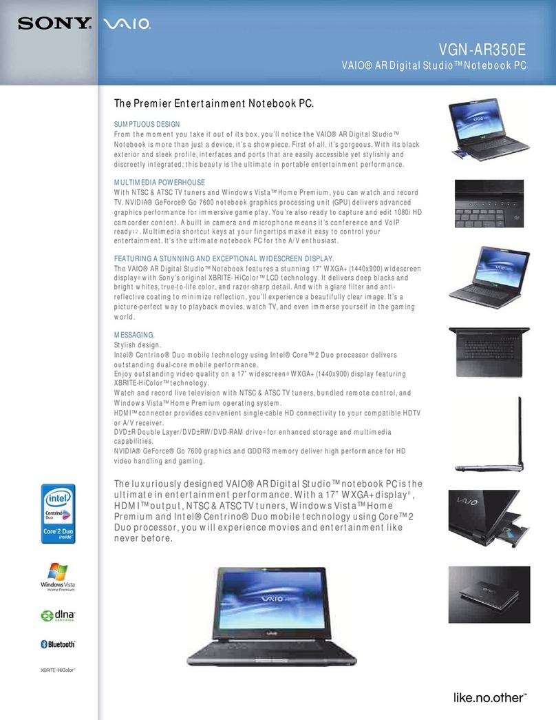 Sony VAIO VGN-AR350E User manual