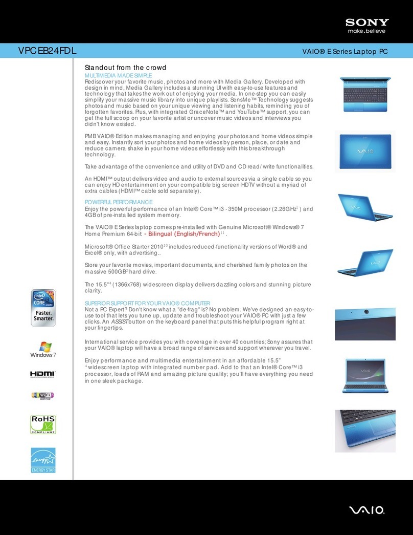 Sony VAIO VPCEB24FDL User manual