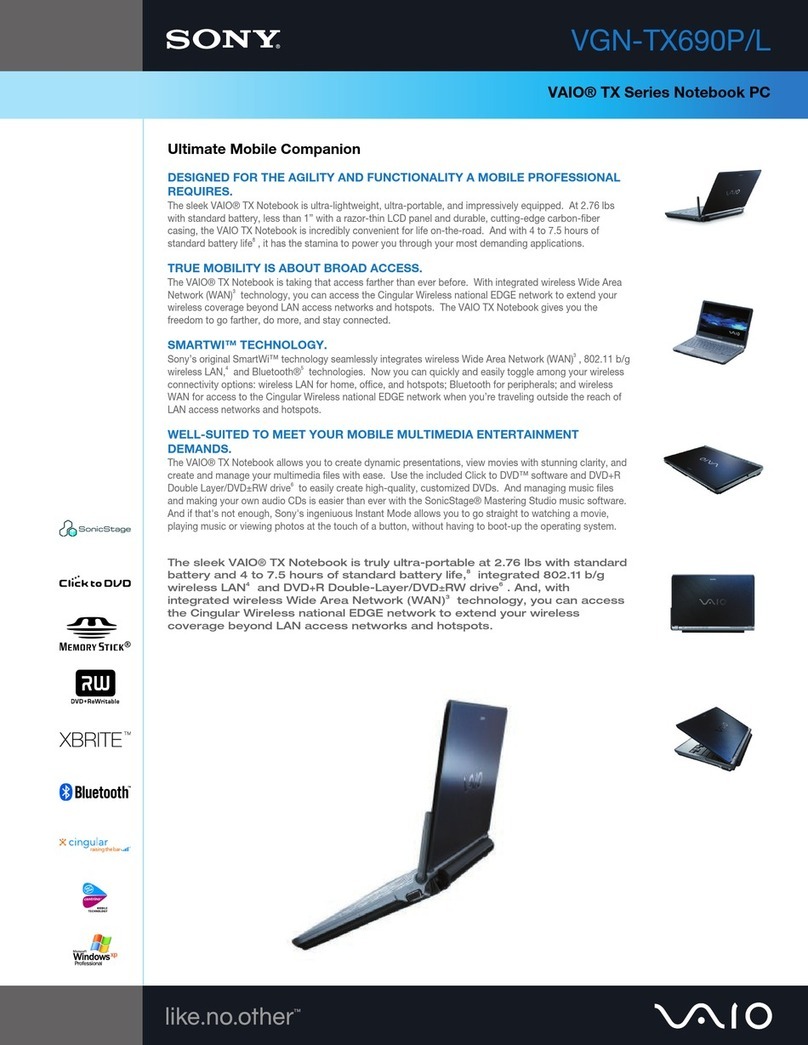 Sony VGN-TX690P/L User manual
