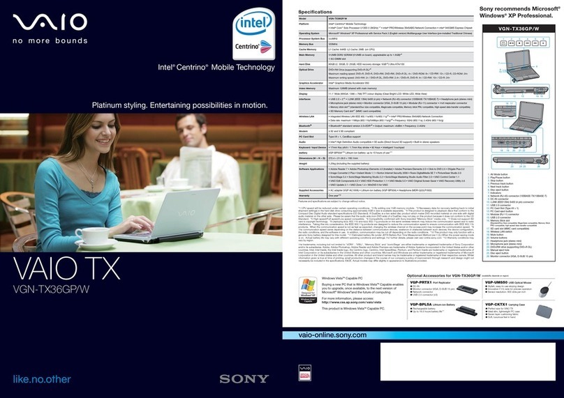 Sony VGN-TX36GP/W User manual