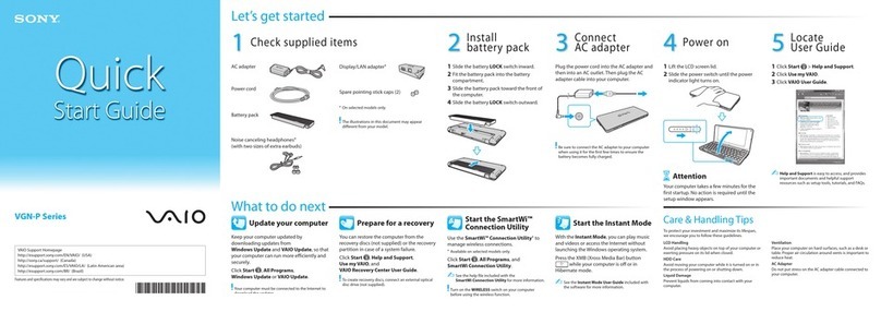 Sony VAIO VGN-P Series quick start guide
