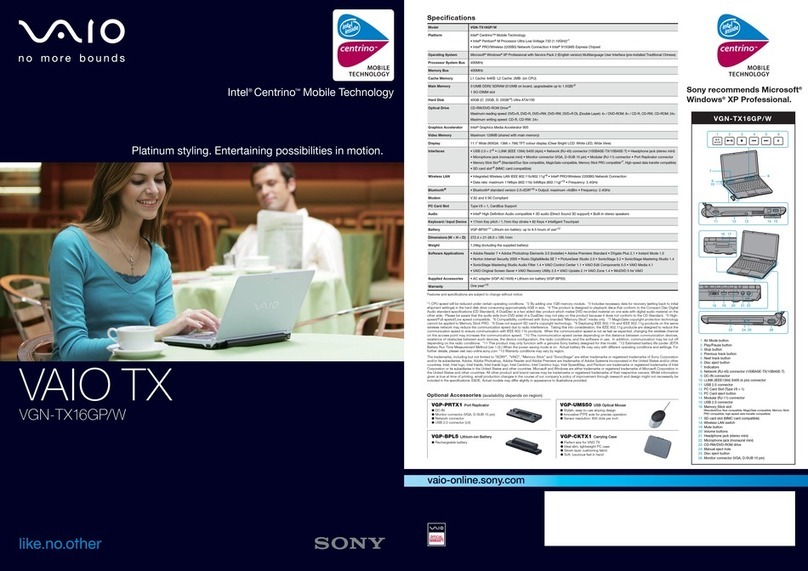 Sony VAIO VGN-TX16GP User manual
