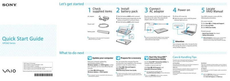 Sony VAIO VPCW2 Series quick start guide