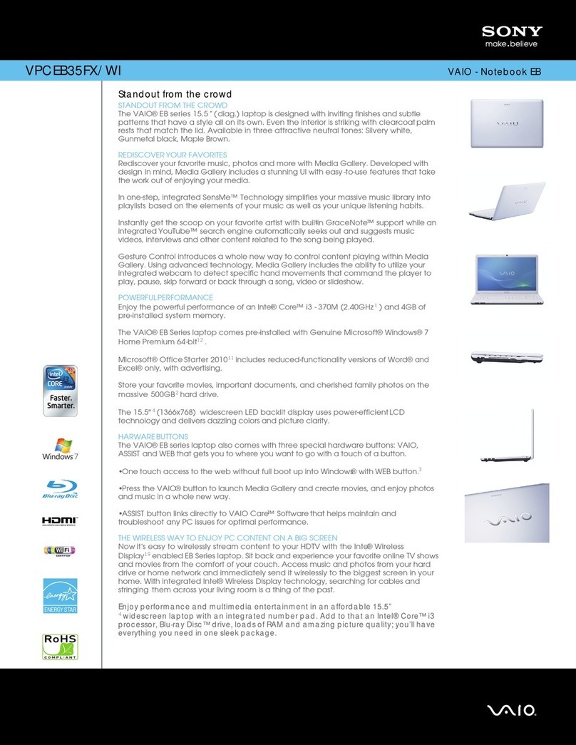 Sony VAIO VPCEB35FX/WI User manual