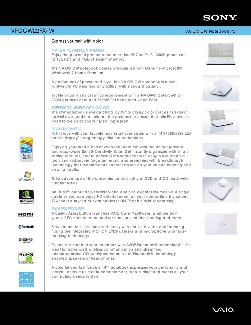 Sony VAIO VPCCW22FX/W User manual