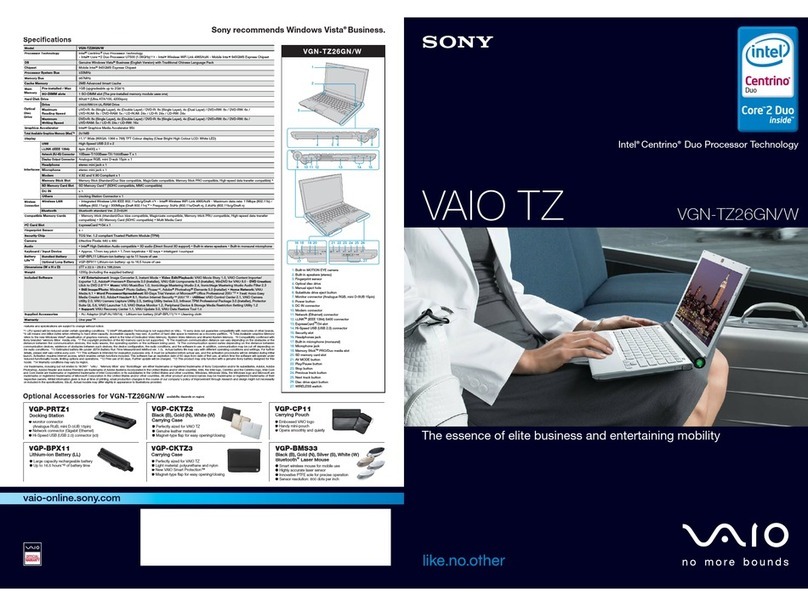 Sony VAIO VGN-TZ26GN/W User manual