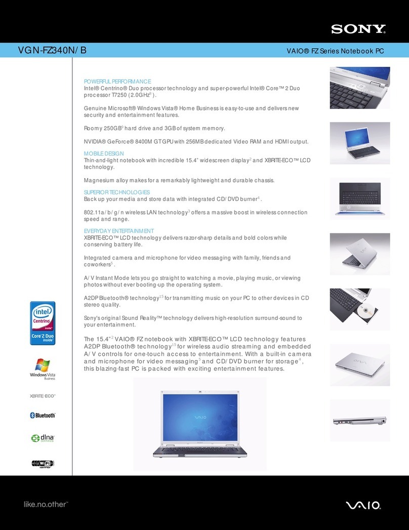 Sony VAIO VGN-FZ340N Brochure & specs