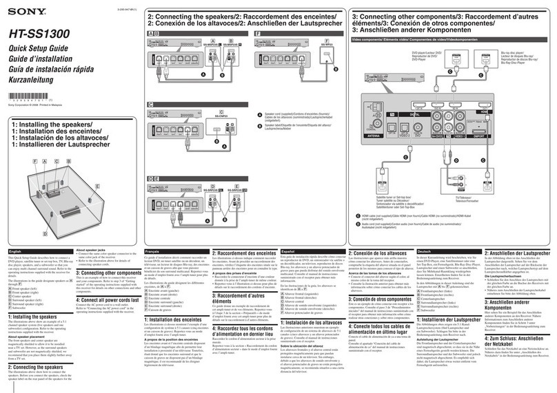 Sony HT-SS1300 Quick setup guide