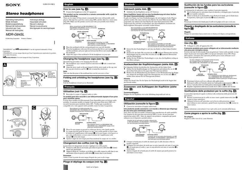 Sony MDR-G64SL operating instructions