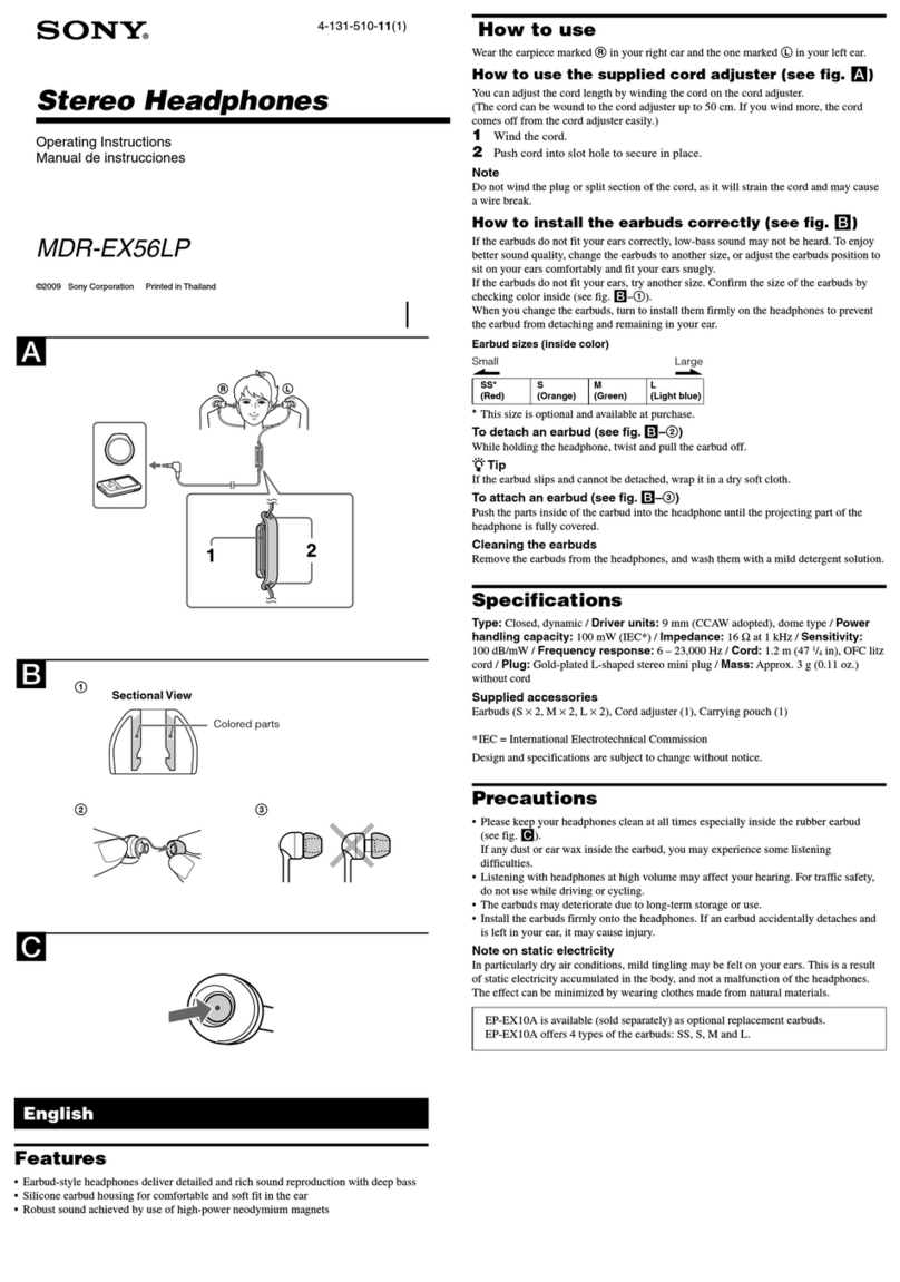 Sony MDR-EX56LP operating instructions