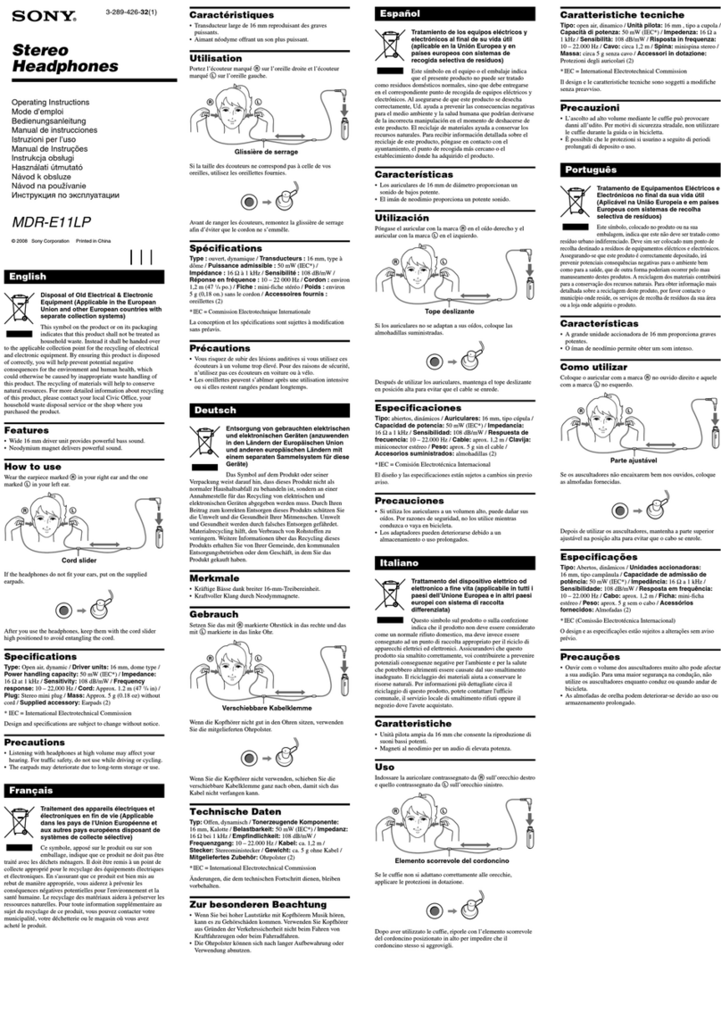 Sony MDR-E11LP User manual