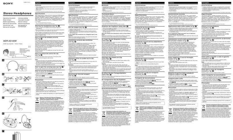 Sony MDR-AS100W operating instructions