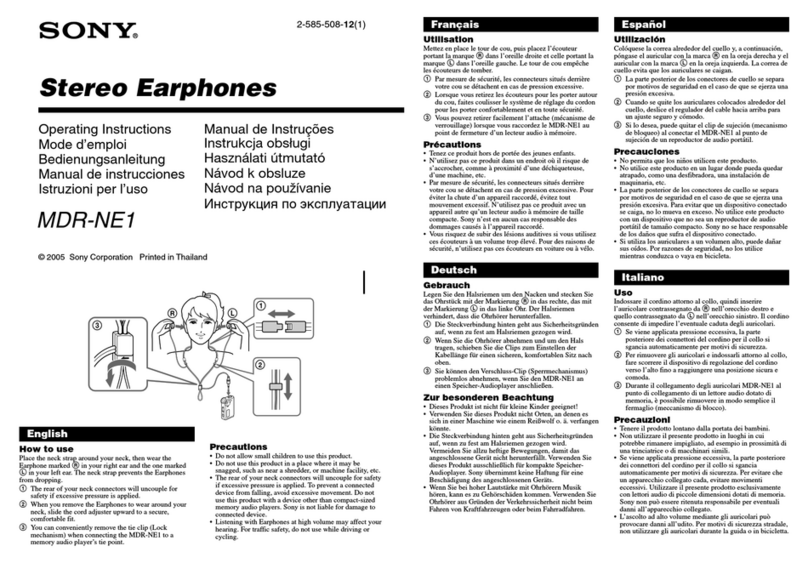 Sony Operating Instructions MDR-NE1 operating instructions