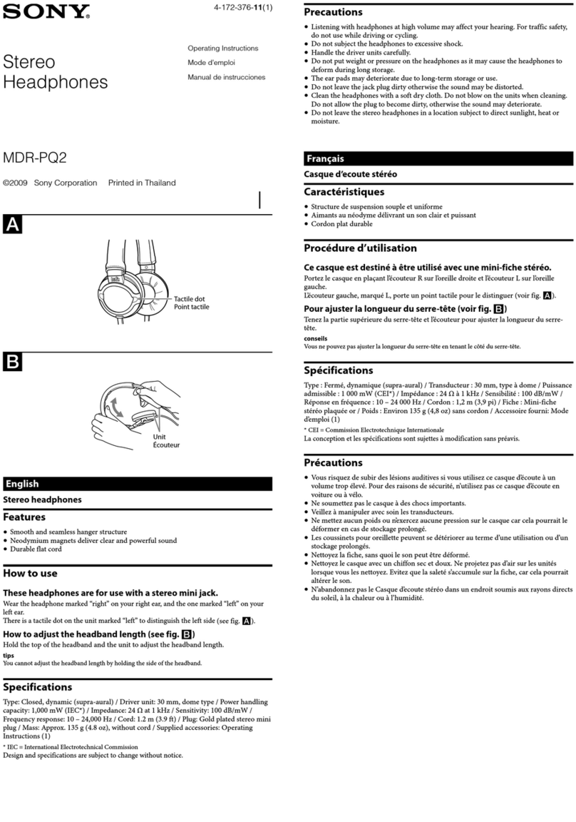 Sony MDR-PQ2 operating instructions