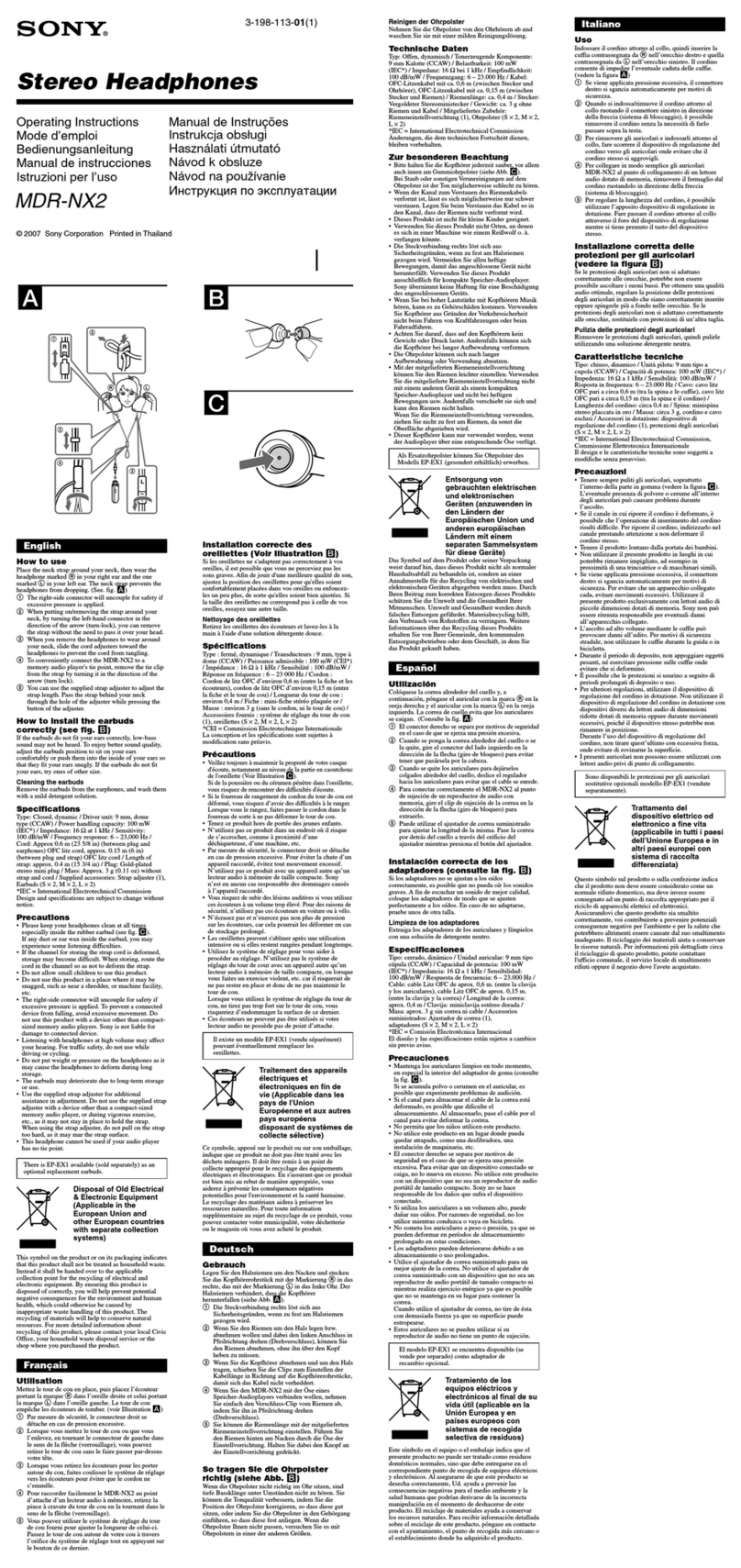 Sony MDR-NX2 User manual