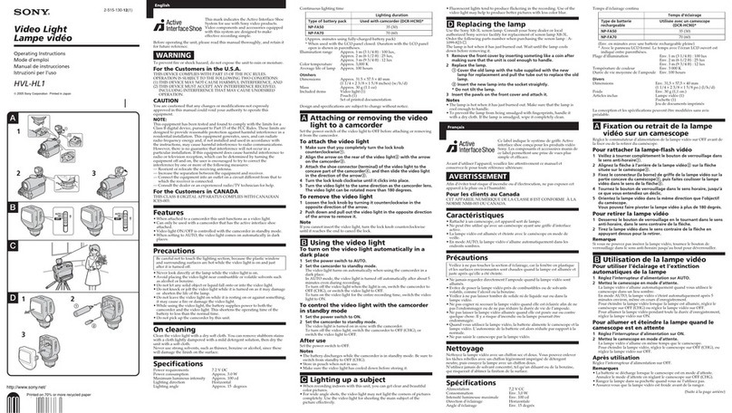 Sony HVL-HL1 operating instructions