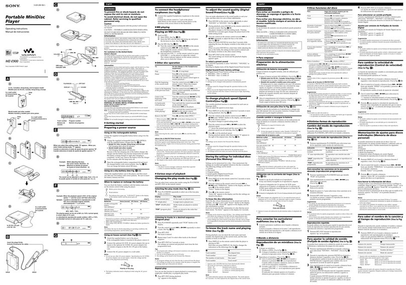 Sony Walkman MZ-E900 User manual