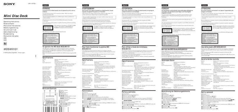 Sony MDS-MX101 User manual