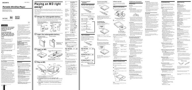 Sony MD Walkman MZ-E90 User manual