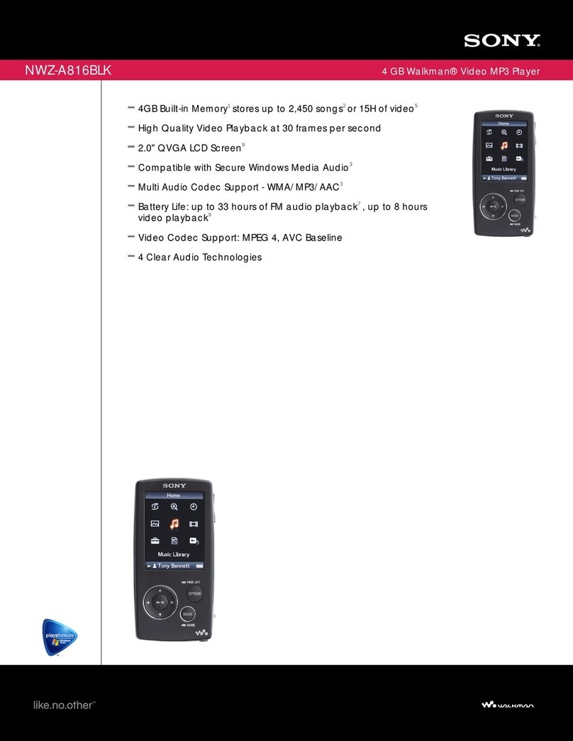 Sony Walkman NWZ-A816BLK User manual