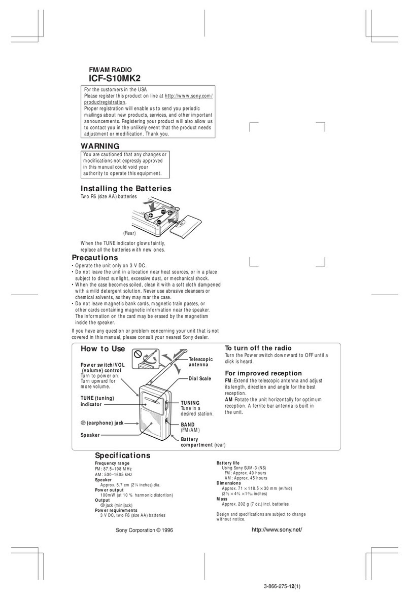 Sony Walkman ICF-S10MK2 quick guide