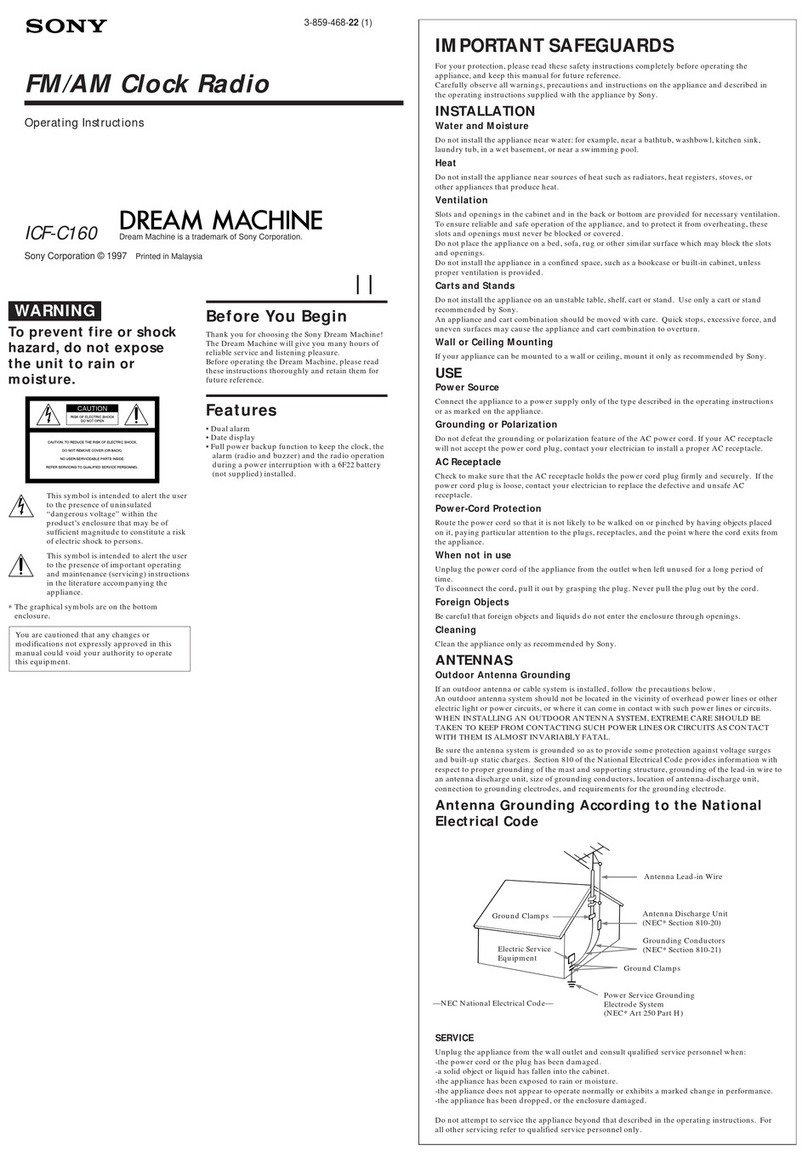 Sony Dream Machine ICF-C160 User manual