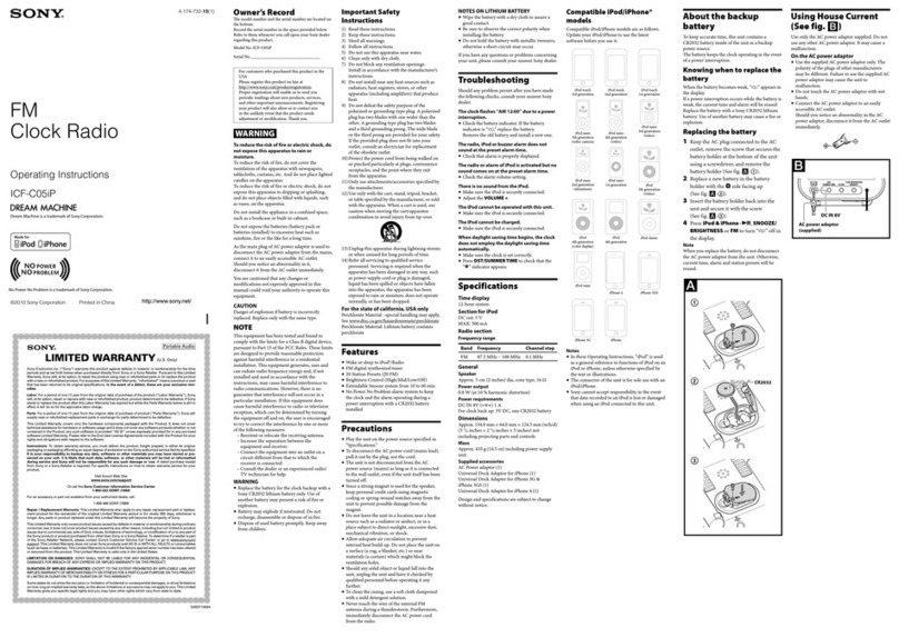 Sony ICF C05iP User manual