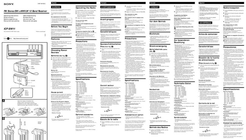Sony ICF ICF-SW11 operating instructions