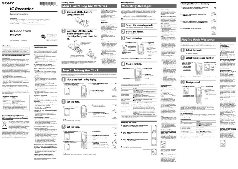 Sony ICD-P320 Digital Voice Editor 2 operating instructions