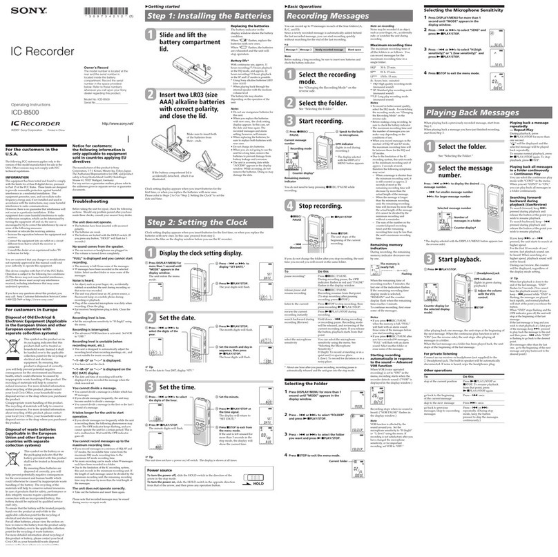 Sony ICD-B500 User manual