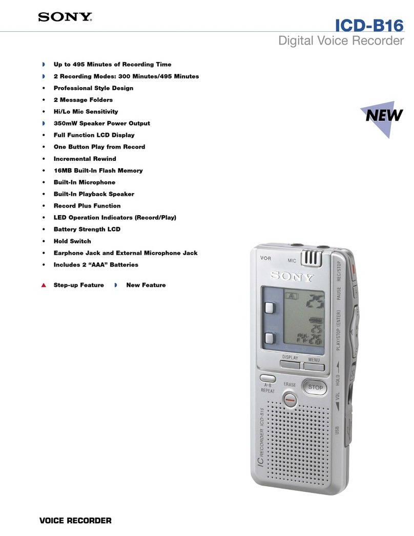 Sony ICD-B16 Specification sheet