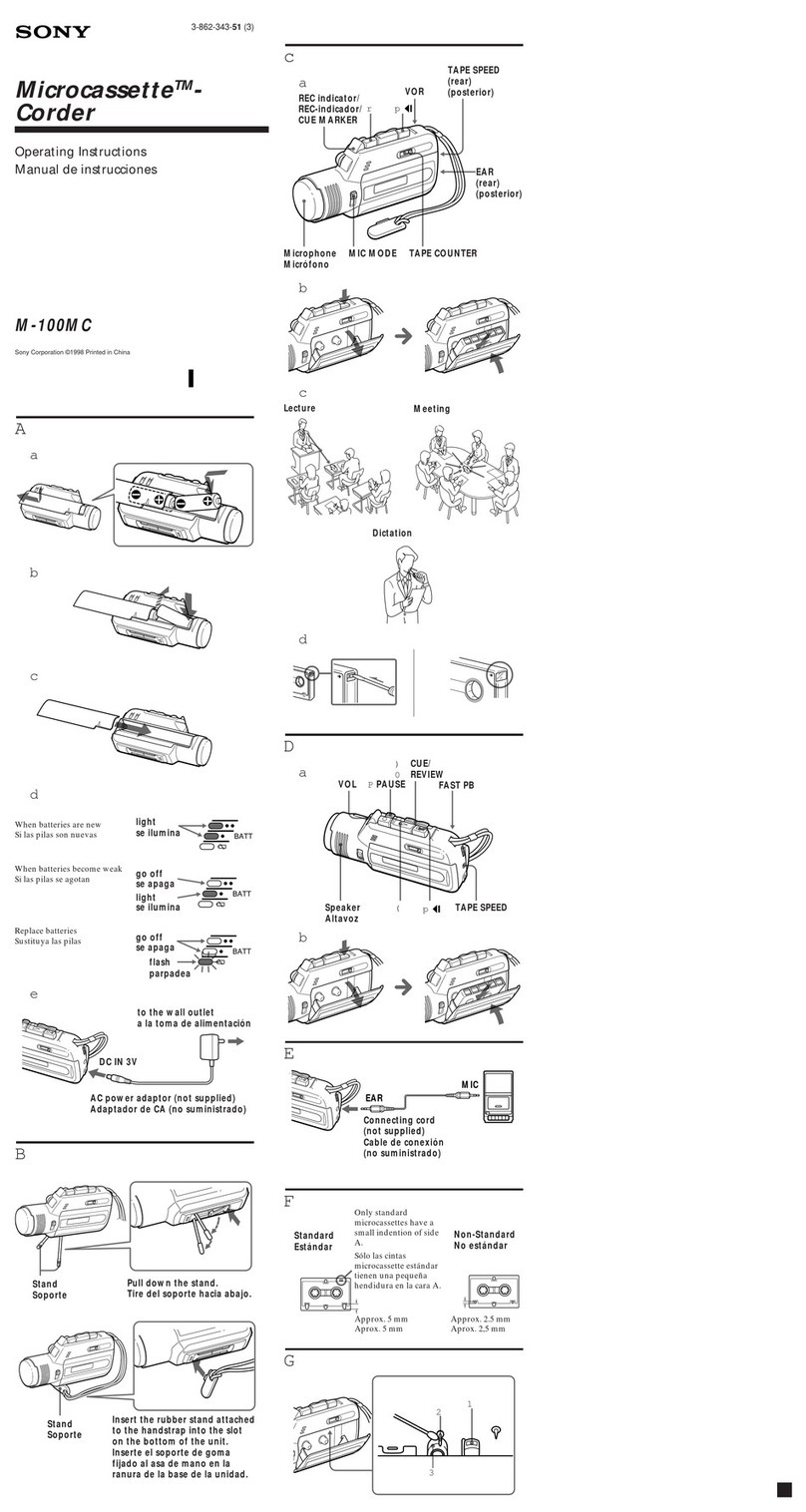 Sony M-100MC - Microcassette Dictaphone User manual