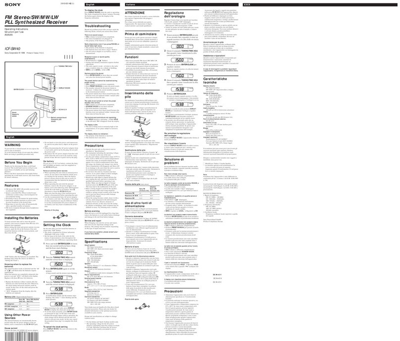 Sony ICF-SW40 operating instructions