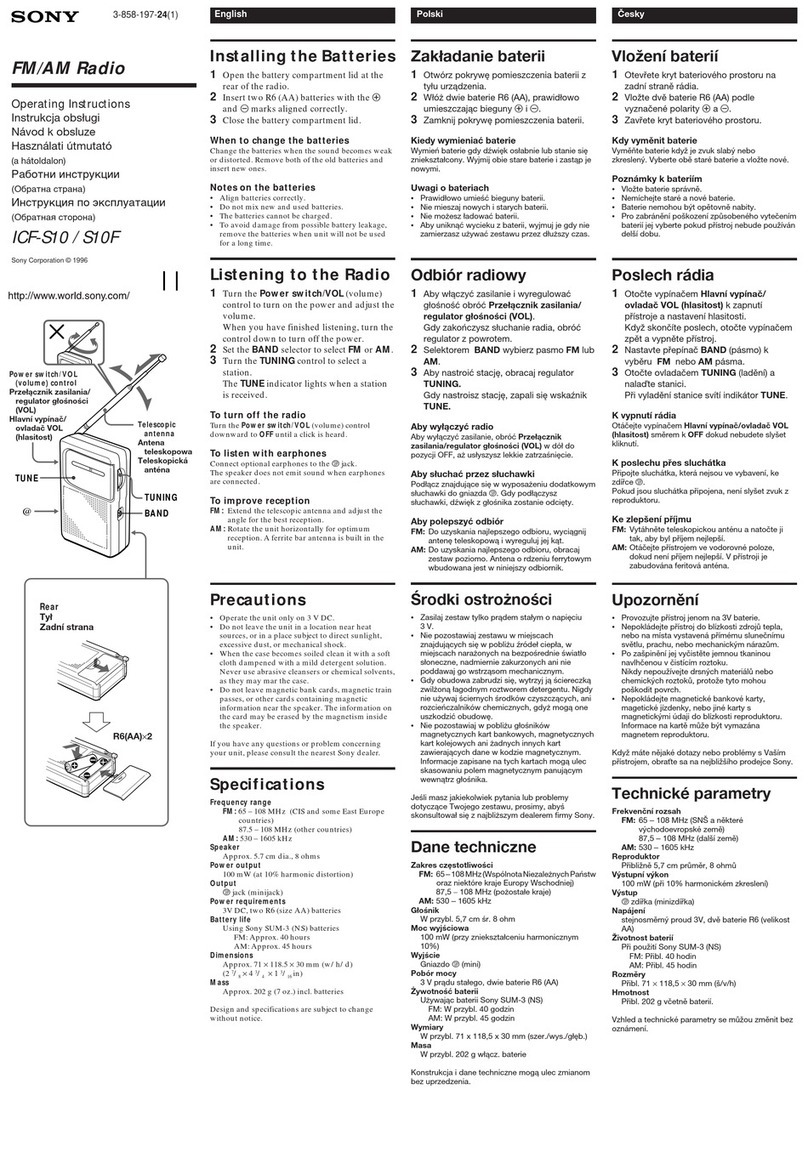 Sony ICF-S10 User manual