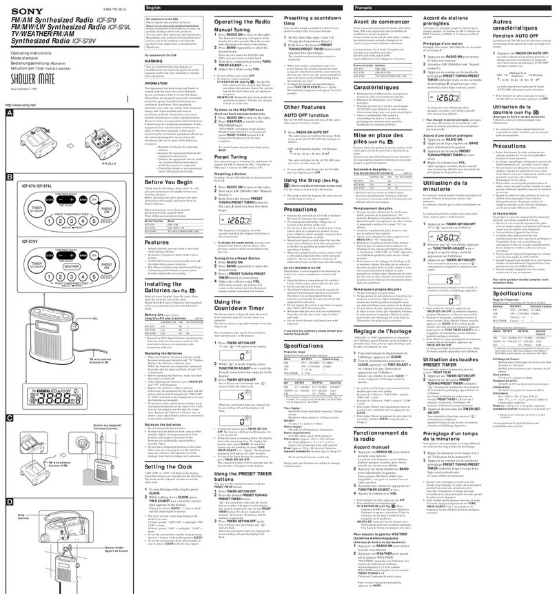 Sony Shower Mate ICF-S79L User manual