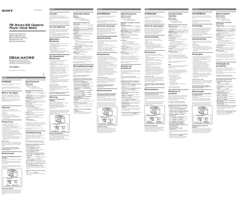 Sony Dream Machine ICF-CS660 operating instructions