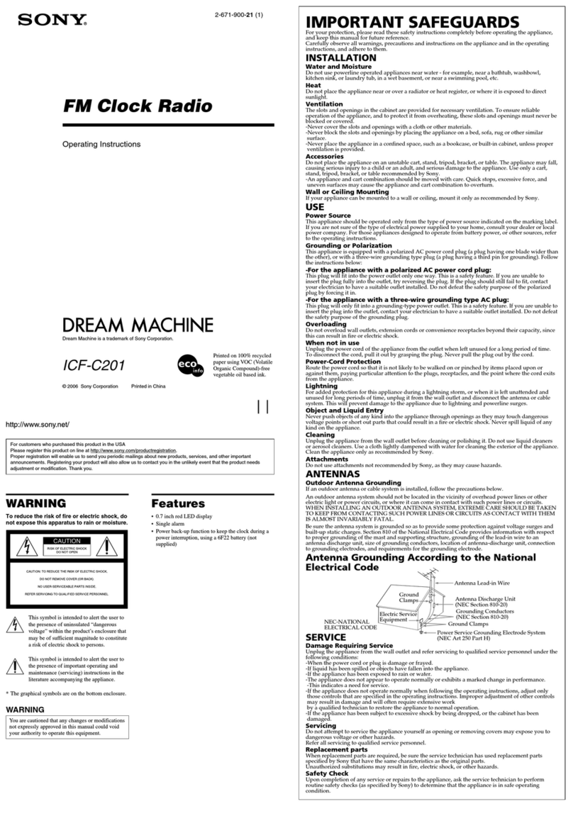 Sony Dream Machine ICF-C201 User manual